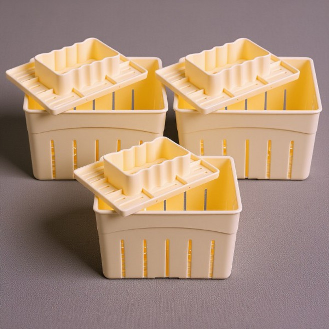 3세트 두부 프레스 몰드 플라스틱 실용적인 매끄러운 마감 DIY 가정용 도구 치즈 및 두부 제조 용품