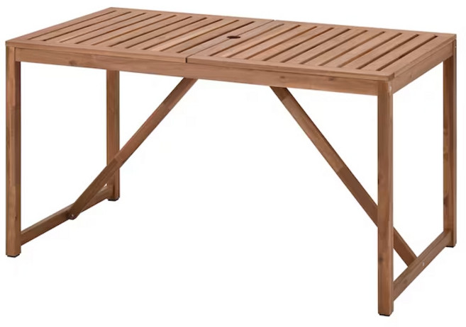 이케아 NAMMARO 넴마뢰 야외테이블 140x75cm 4인식탁 책상 데스크 정원테이블 피크닉, 라이트스테인 브라운_805.112.00