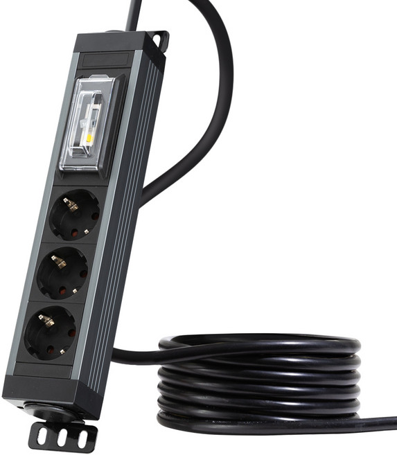 파워존 유커먼 4000W 고용량 알루미늄 3구 멀티탭 누전차단 서버탭, 누전차단 3구 스페이스 그레이, 1개, 7m