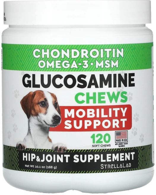 StrellaLab 글루코사민 츄 강아지 및 고양이용 소프트 츄 120개 288g(10.1oz) StrellaLab (스트렐라랩), 1개 - 쿠팡