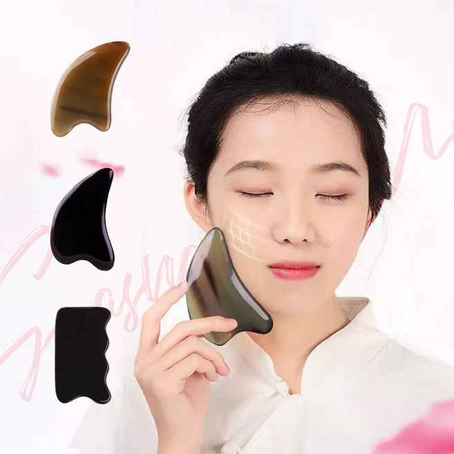 두꺼운 천연 물소뿔 괄사 도구 3종, 물소뿔 돌고래, 8mm 이상, 1개, (흑색)