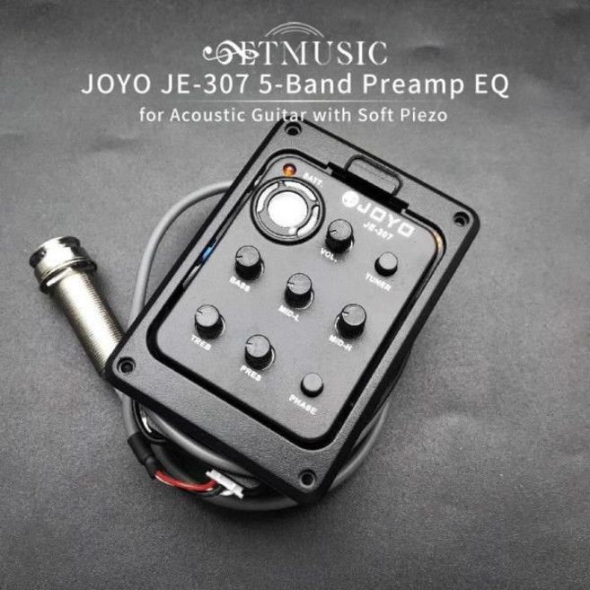 JOYO JE-307 소프트 피에조 블랙이 포함된 어쿠스틱 기타용 튜너 픽업이 5밴드 프리앰프 EQ