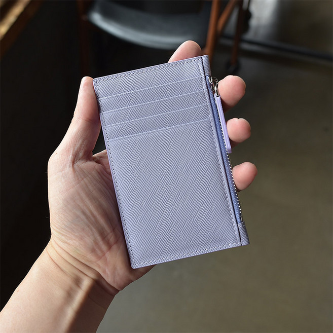 어버너 소가죽 슬림 지퍼 카드 동전 지갑