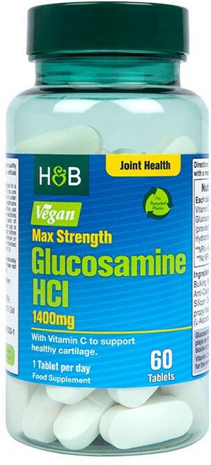 홀랜드앤바렛 글루코사민 HCI 1400mg 맥스스트랭스 비건 Holland & Barrett Glucosamine HCI, 1개, 60정