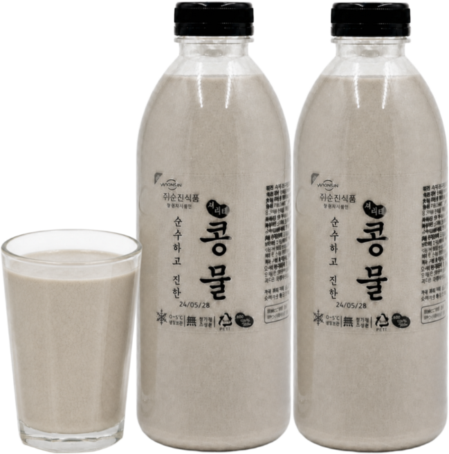 명품소이 맷돌로간 100%국산햇콩 무첨가 진한 서리태콩물, 1세트, 2L