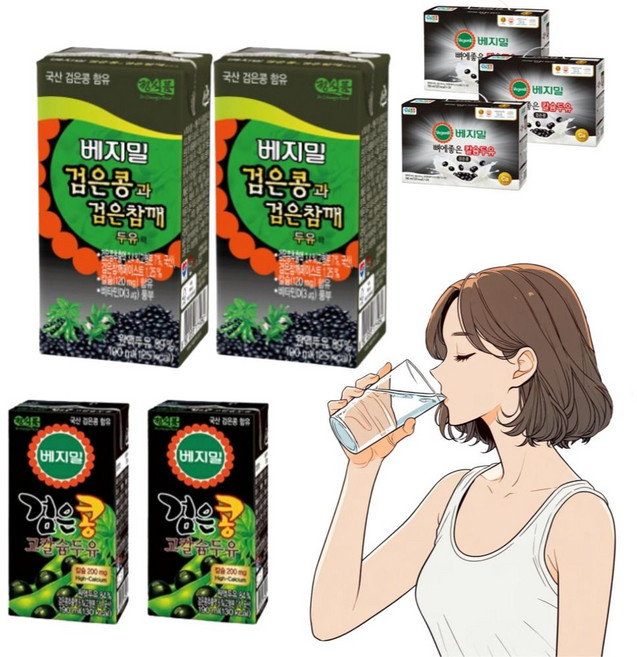 국산 검은콩 고칼슘 두유 고단백 검은깨 콩두유 72팩, 190ml
