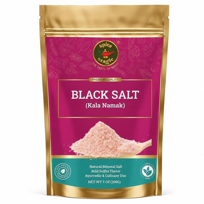 Spice Magic 인도 미네랄 블랙 솔트 칼라 나막, 200g, 1개