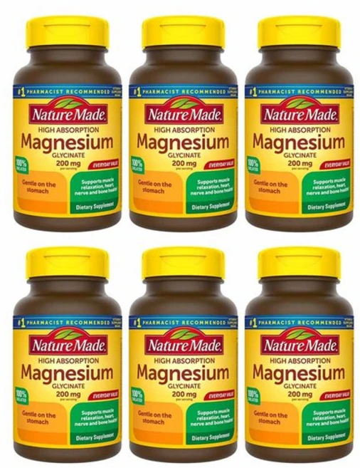 네이처메이드 마그네슘 글리시네이트 200mg 캡슐 70정 6개 Nature Made Magnesium Glycinate, 네이처메이드 마그네슘 글리시네이트 200mg 캡슐 70 - 쿠팡