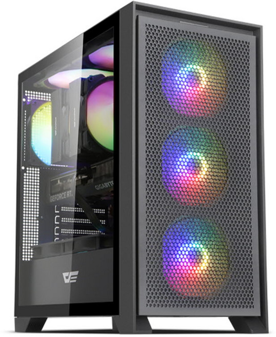 다크플래쉬 darkFlash DRX70 MESH RGB 강화유리 컴퓨터 PC 케이스 (블랙), 1개