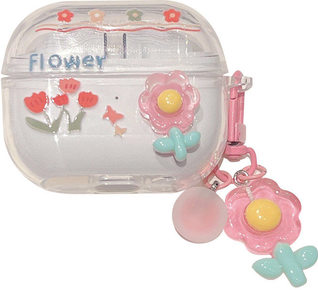 루톰 갤럭시 버즈3 / 버즈3프로 키링 스트랩 케이스, 플라워 핑크, 1개