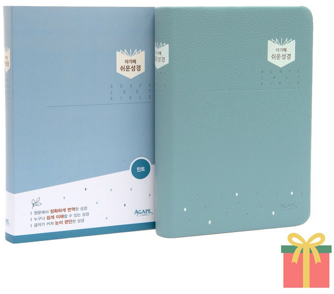아가페 쉬운성경 중 단본 무지퍼 성경책, 아가페출판사, 쉬운성경_중_무지퍼_민트