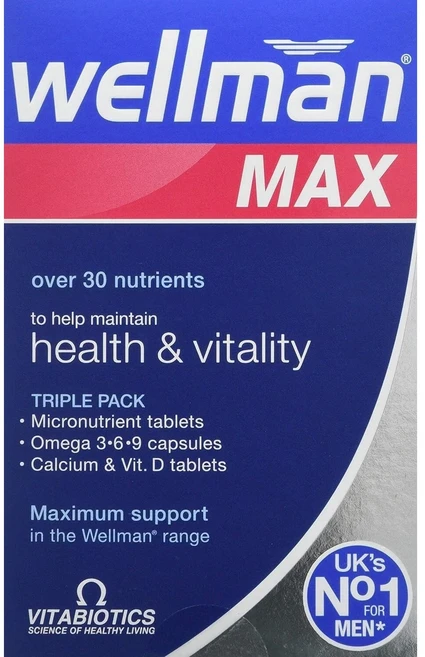 VITABIOTICS WELLMAN MAX 멀티 비타민 미네랄 포뮬러 오메가 3-6-9 지방산 - 84정 팩 1 2 3 4 5 6 - 영국 직배송, 1개, 84회분 - 쿠팡