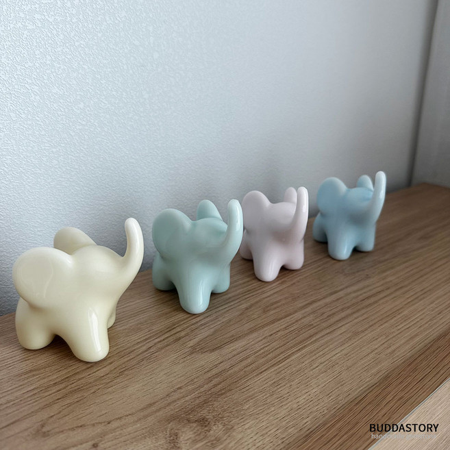 파스텔 코끼리 도자기 장식품 풍수인테리어 개업 이사 집들이 선물, 연녹색