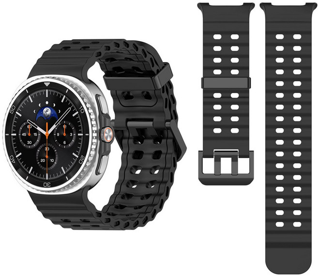 갤럭시워치8/8클래식 40/44/46mm 호환 프리미엄 실리콘밴드 스트랩 밴드, 1개, 블랙