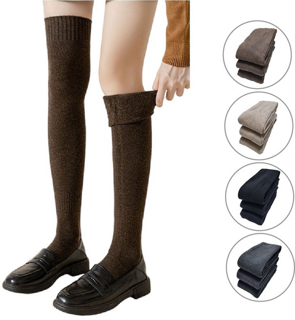 밀리센치 겨울양말 따뜻하고 부드러운 방한 롱 니트 니삭스 3P