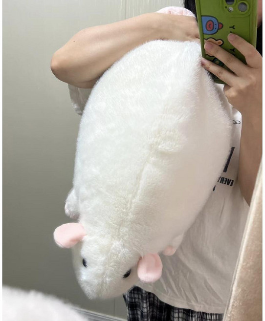 생쥐 인형 쿠션 베개 장식품 기니피그 인테리어 소품, 화이트