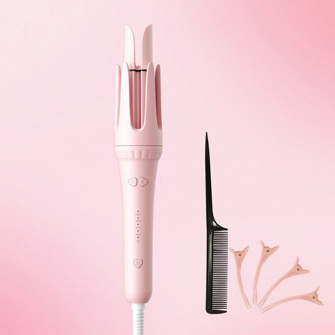 32mm 자동 컬링 아이언 4단계 세라믹 오래 케어 버저 헤어 온도 음이온 으로 타이머, 표준 한국 표준 연합, 핑크