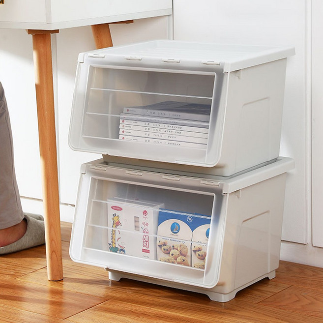 에이치앤아이 컬러 리빙박스 수납정리함 중형 2P세트 수건 의류 장난감 정리함, 2개, 그레이(PL-25GR)