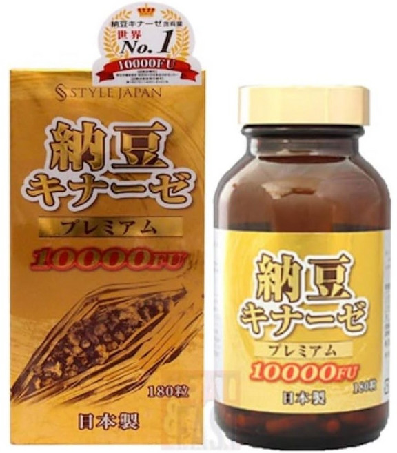 STYLE JAPAN 스타일 재팬 낫토 키나제 프리미엄 10000FU 180정 식물효소, 1개