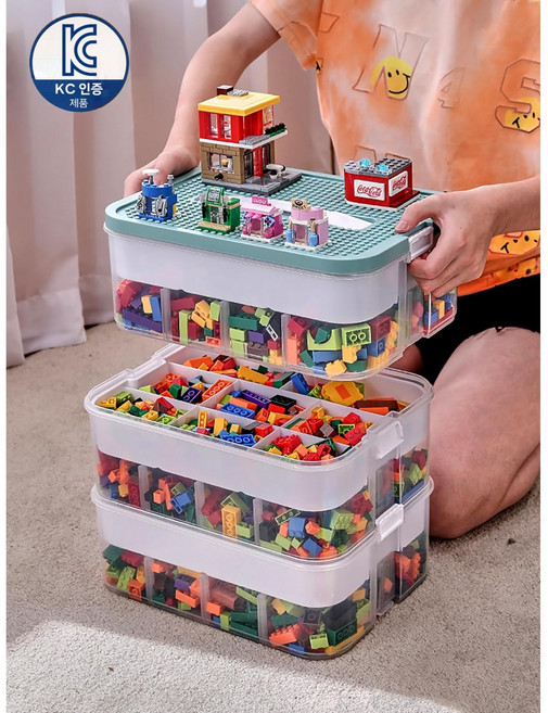 레고 용 플라스틱 쌓을 수있는 장난감 보관함 장난감 수납 상자 소품 정리 수납함 조립 벽돌 보관함 인형 및 공예품 정리 조절 가능한 구획이있는 3 층