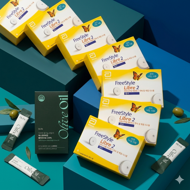 [올리브유증정]프리스타일 리브레2 총 7개 + 패치 14매 알콜솜 14매 포함