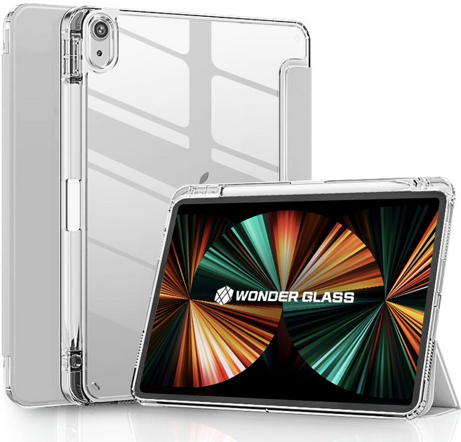 원더글라스 에어 가드 투명 아크릴 애플펜슬 충전 수납형 아이패드 케이스, 1개, 라이트 그레이