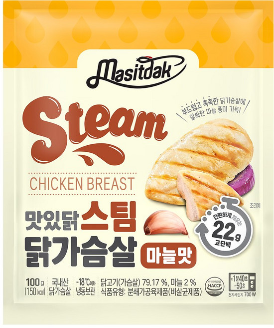 [랭킹닭컴] 맛있닭 스팀 닭가슴살 마늘맛, 100g, 30개