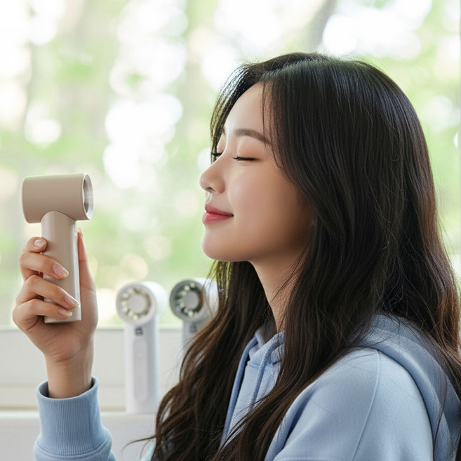 온트레일러 대용량 배터리 무선 휴대용 미니 핸디 손 선풍기 초소형 제트 터보 손풍기, 민트