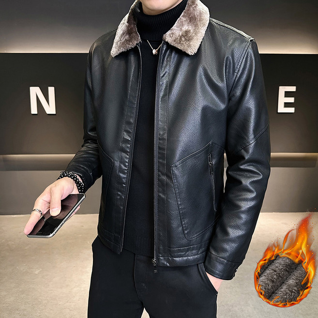 남성 퍼안감 PU레더자켓 루즈핏 카라자켓 캐주얼아우터