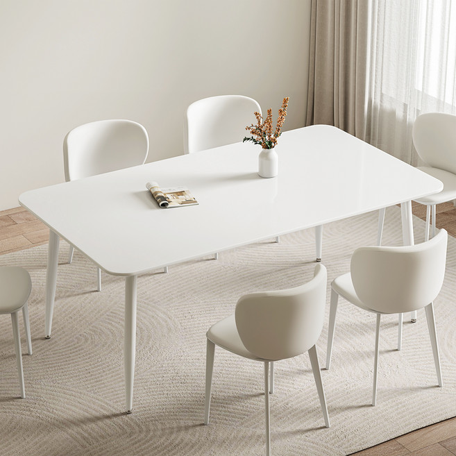 하이피러브 동근사각형 식탁 테이블, 4인용, 올화이트