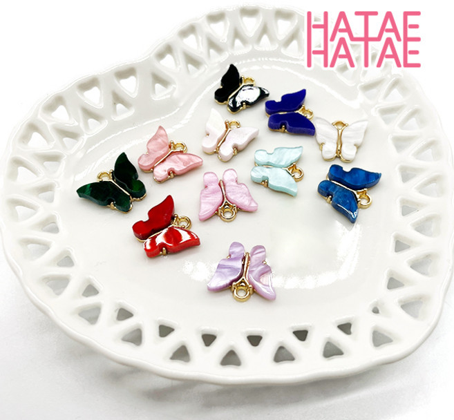 하태하태 자개 나비 펜던트 18색 아크릴 가방 장식 부자재 재료 diy 키링 만들기, 04.블루, 1개