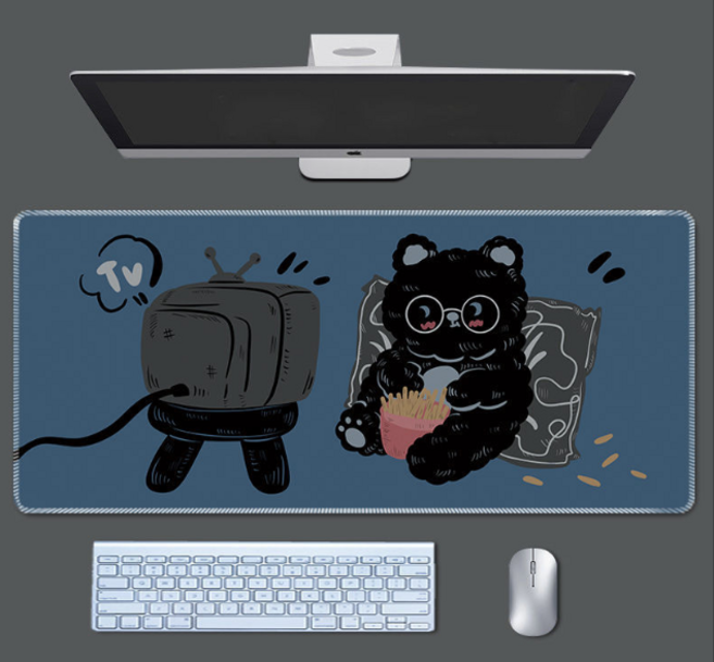 블랙 야웅이 게이밍 장패드 야냥이 고양이 퍼피 강아지 토끼 애니멀 데일리 테마 일러스트 테이블 와이드 롱패드 데스크깔개 취직선물 논슬립 최신상 20종, 애니멀 데일리 장패드10, 300x800x2mm, 1개