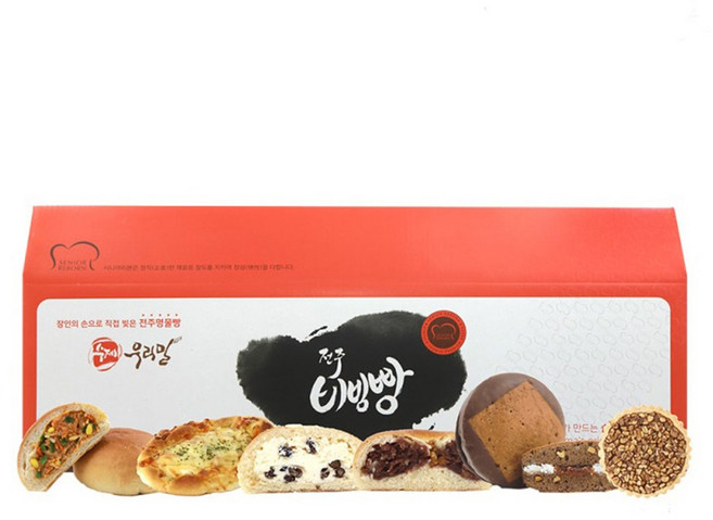 전주명물빵 모듬세트 비빔빵 떡갈비빵 수제초코파이 전주명물 천년누리전주빵 친환경 무농약 우리밀 아침식사대용, 2호(1호+호두파이2), 1세트