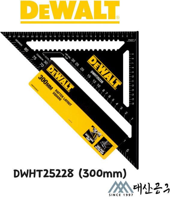 디월트공식대리점 DWHT25228 프리미엄 삼각자 각도자 스피드스퀘어 연귀자 목공자 300mm, 1개