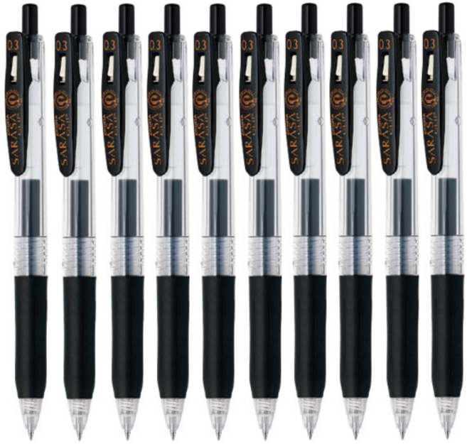 제브라 JJH15 사라사클립 0.3mm 볼펜, 10개, 블랙