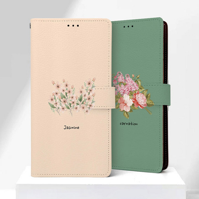 아이폰 꽃말 플라워 다이어리 가죽 케이스 / 마그네틱 잠금 카드 수납 지갑 국산 효도 폰