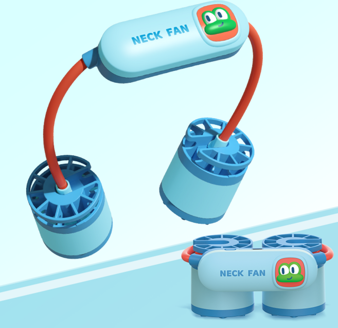 애니버디즈 어린이 넥밴드선풍기 휴대용 넥풍기, 블루, 선풍기