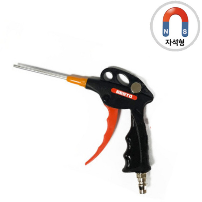 베스토 자석 에어건 직선형 콤프레샤 청소건 먼지털이 청소 송풍 B-MT100, 1개