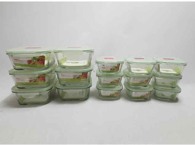 파카글라스 뉴 더글라스 사각세이브팩 15종 30P 밀폐용기 반찬통 유리찬통, 1개