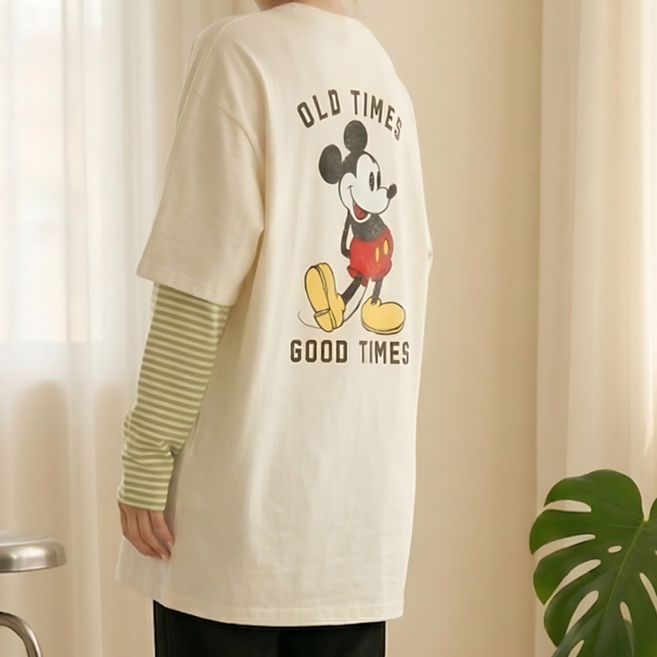 올드굿미키 라운드 긴팔티셔츠 유니섹스 오버핏