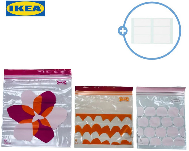 [이케아정품]이케아 NEW지퍼백 중형 핑크 2.5L 오렌지 1.2L 연핑크 1L 접착메모지, 1개, 75개, 혼합