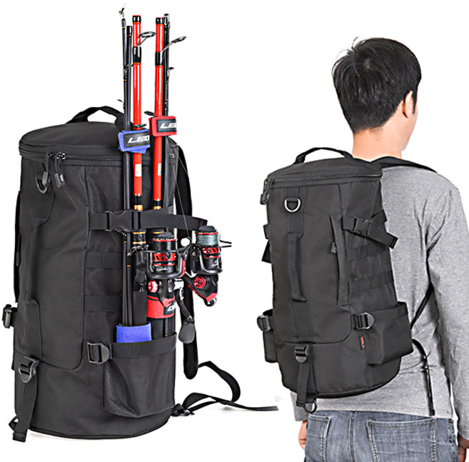 남성 낚시가방 대형 여행 가방 등산 민물 바다 백팩, 블랙