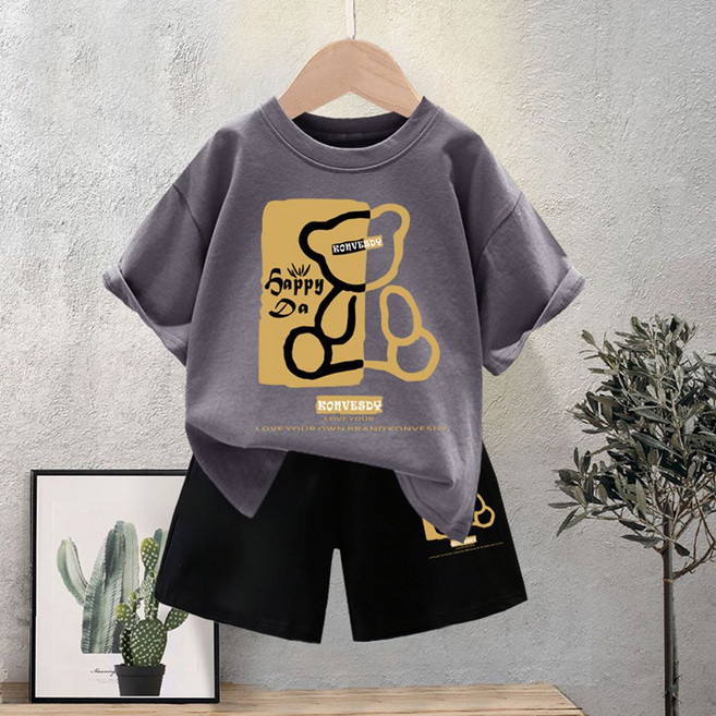 어린이 여름 상하복 라운드넥 편한 학생용 반팔 티셔츠 세트 상품 유아 세트 남아 상의 초등상하복 남아상하복 여아상하복 주니어 상품