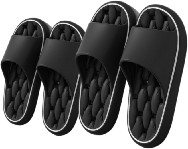 캉스앤코 미끄럼방지 물빠짐 EVA 욕실화세트 2종, 블랙S+블랙L, 1개