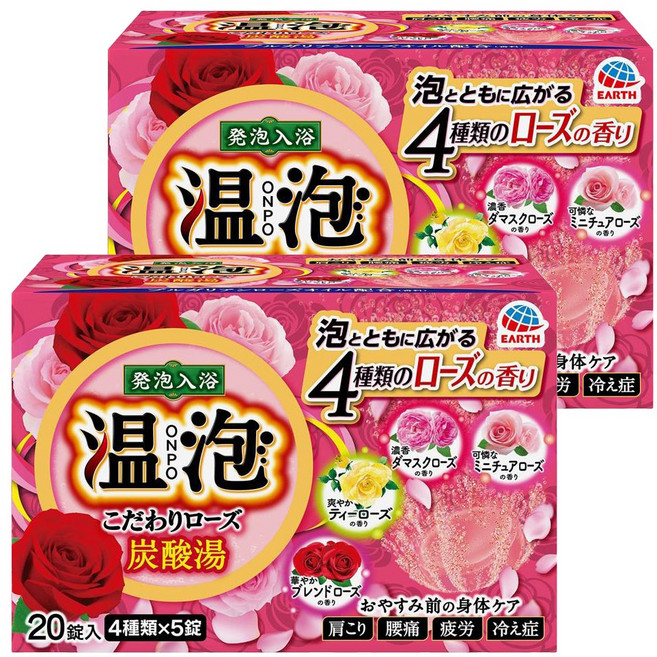 온포 발포입욕 로즈 탄산탕 4종 20개입, 800g, 2개