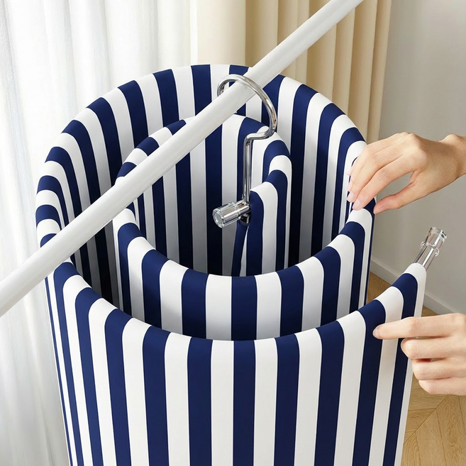 올리올망 접이식 나선형 이불 빨래 건조대, 은색