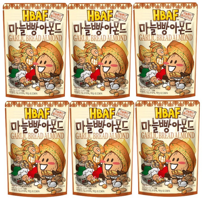 바프 마늘빵 아몬드, 120g, 6개