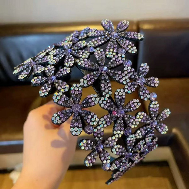 ZMBIRD 반짝반짝 큐빅 플라워 여성 머리띠 흰머리 가리는 N4813