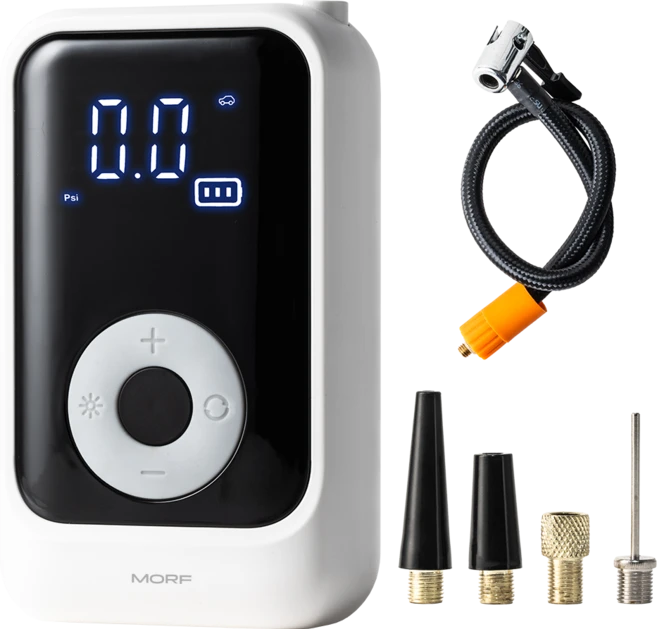 모프 자동차 타이어 무선 공기압 주입기 에어펌프 5000mAh + 70cm 양방향 노즐, 화이트, 1개 - 쿠팡