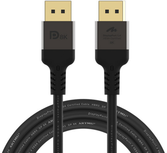 아트뮤 VESA 인증 DP to DP 1.4 8K DisplayPort 케이블 메탈블랙 3m 1개